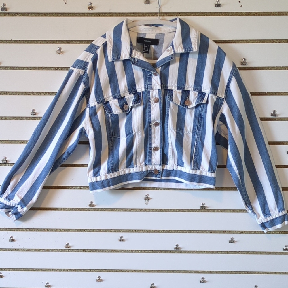 Forever 21 Blue and White Striped Jacket